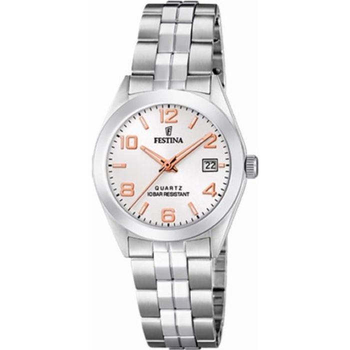 Montre Femme - FESTINA - Acier - Étanche 10 ATM - Quartz - Date
