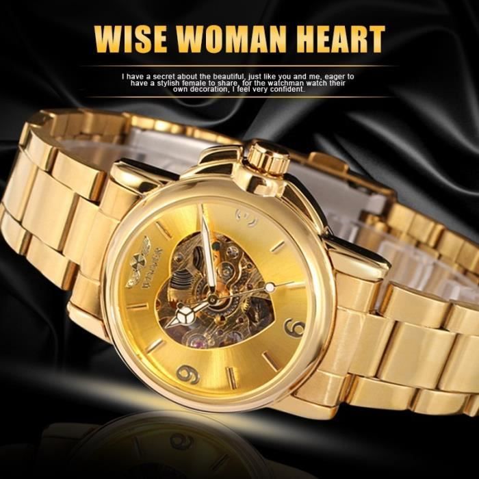 Famous Brand Winner Luxe Mode Vintage Acier Inoxydable Noir Dial Men Mécanique montre squelette