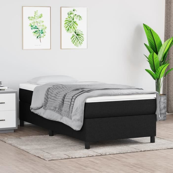 Sommier à lattes - GAROSA - Noir - 90x200 cm - Tissu 100% polyester - Montage facile