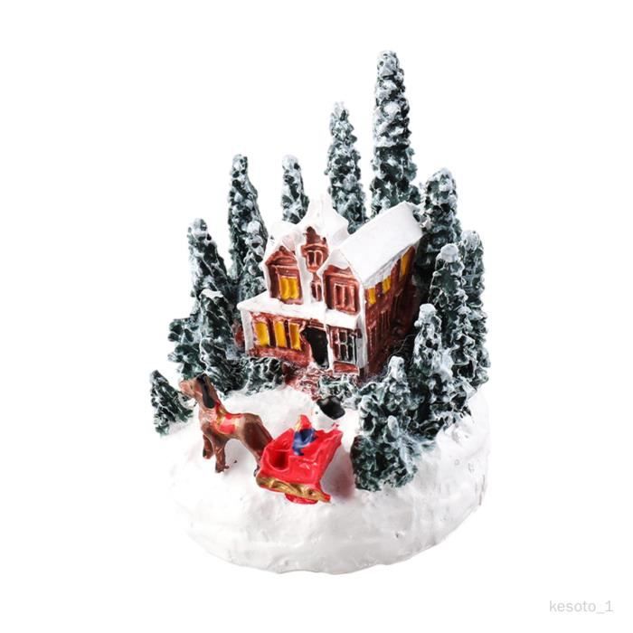 Décoration De Noël Vintage – Maison Lumineuse Père Noël En Résine, Très Bon état