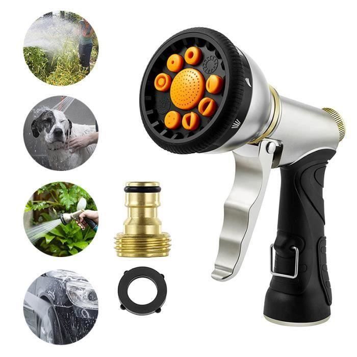 Pistolet Arrosage Haute Pression Métal - 4 Modes Réglables - Pour Lavage Voiture, Jardin, Nettoyage