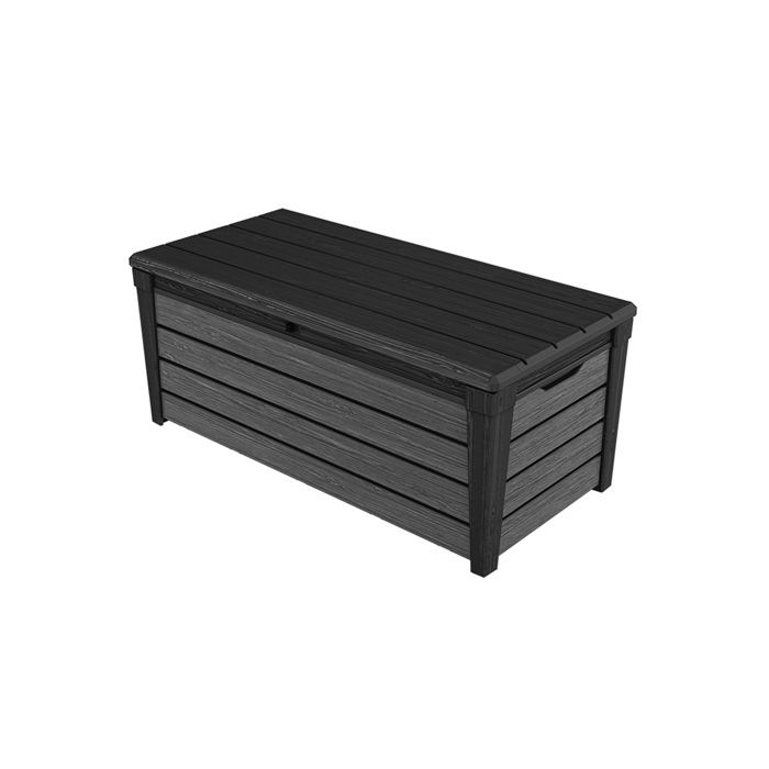 Keter Coffre de rangement de jardin Brushwood en Résine durable et résistante aux intempéries Graphite - 454L - 145x69.7x60.3 cm