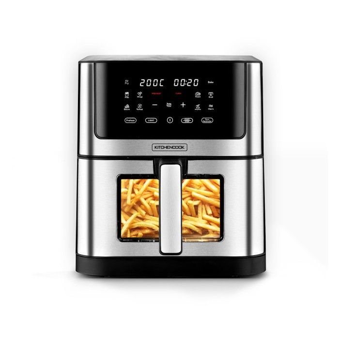 Kitchencook - Friteuse Sans Huile 8l - 8 Programmes - Minuterie Numérique - Thermostat Réglable - 1800w - Inox