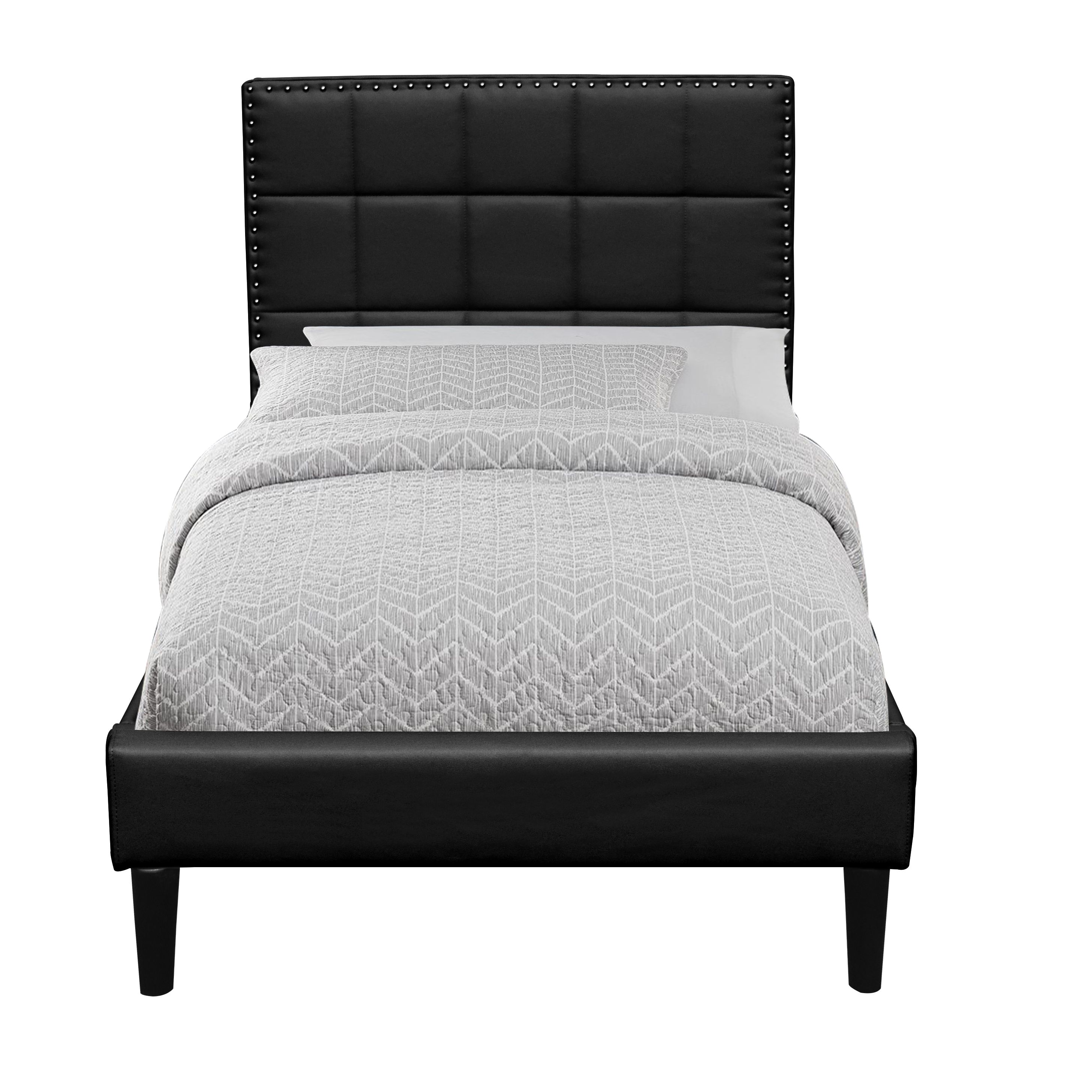 Lit riley pour matelas 120x200 - Sommier Tte de Lit Capitonnee Couleur NOIR Pieds en 16 cm pour matelas - 2 x
