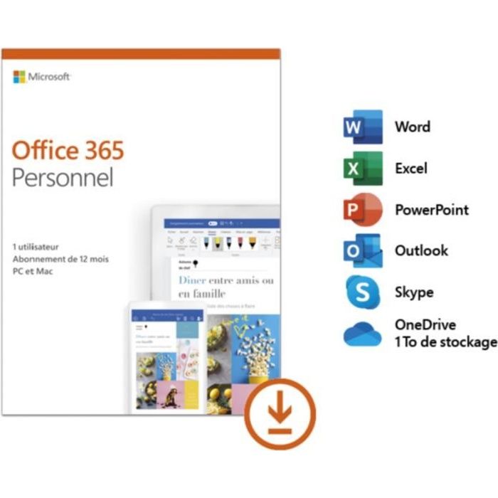 Logiciel de bureautique Microsoft Office 365 Personnel