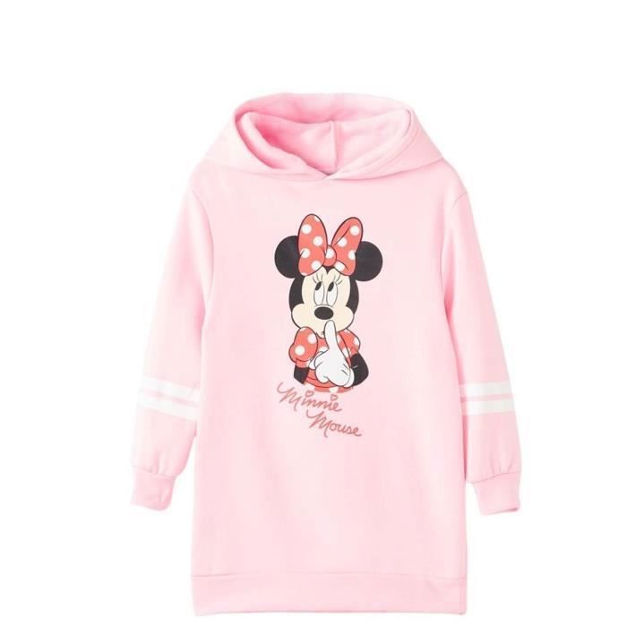 Robe pull Disney MIN23 2746 S1 8A Robe capuche Minnie Fille Rose Cdiscount Pret a Porter