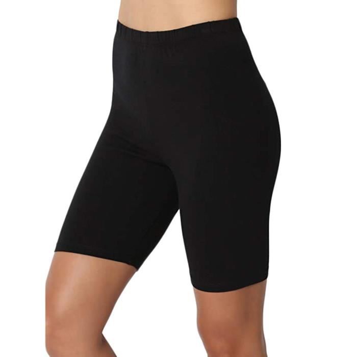 ACTINPUT Short Cyclisme Femme Taille Haute - Legging Court Avec Poches Yoga Fitness Course - 92% Polyester 8% Élasthanne