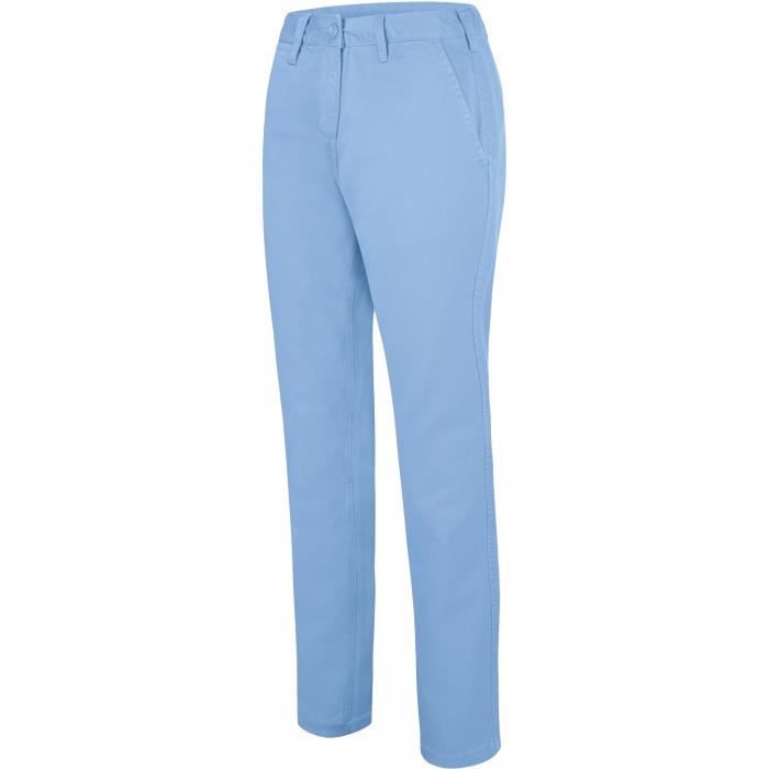pantalon chino en coton sergé pour femme kariban - bleu ciel - taille 48