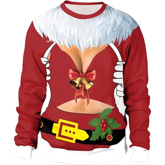 SWEATSHIRT Pull De Noel Moche Drole Homme Jumper Sweat a Col Rond Ample Noel Sportswear Hoodie a Manches Longues Noel Hip Hop Noir rouge Cdiscount Pret a Porter