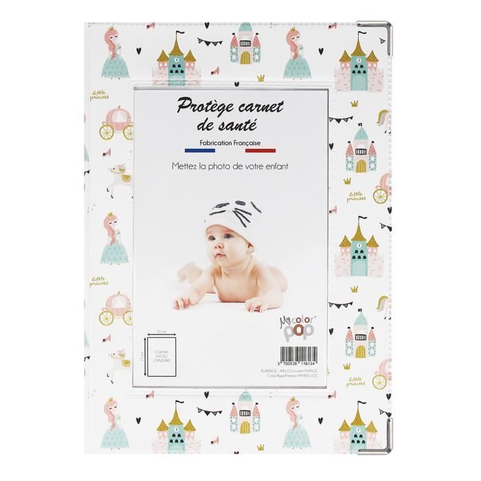 Protège carnet santé enfant personnalisable couleur motif princesse Color Pop - France - 22 x 16 cm