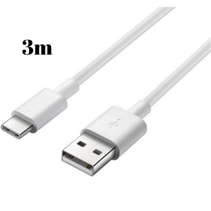 Cable USB-C pour Xiaomi REDMI 9 - REDMI 9T - REDMI NOTE 9T - REDMI NOTE 8T  - Cable chargeur Type USB-C Blanc 3 Mètres Phonillico® - Cdiscount  Téléphonie