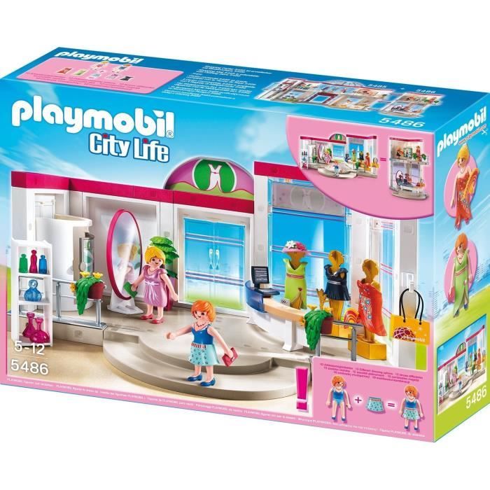 PLAYMOBIL - Boutique de Vêtements - 2 personnages - 5 tenues - Cabine d'essayage - Accessoires