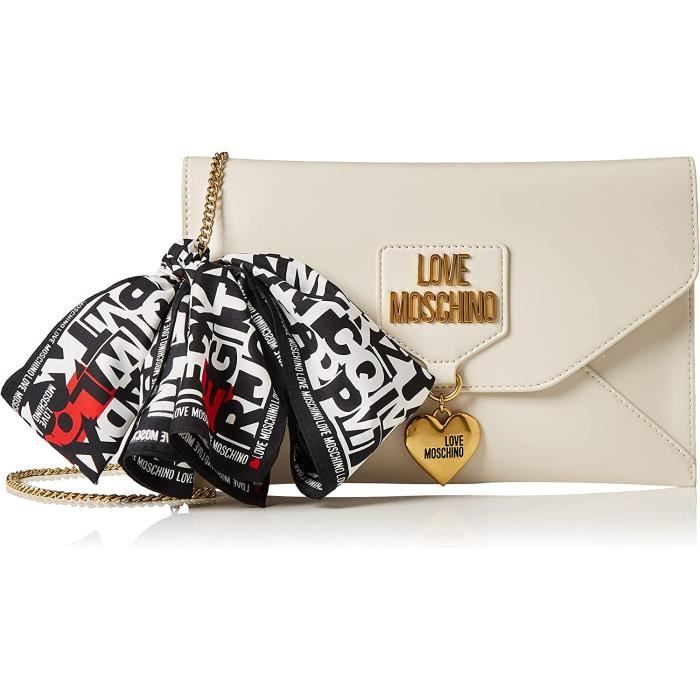 Love Moschino - Borsa da spalla trapuntata a rombi nera con catena