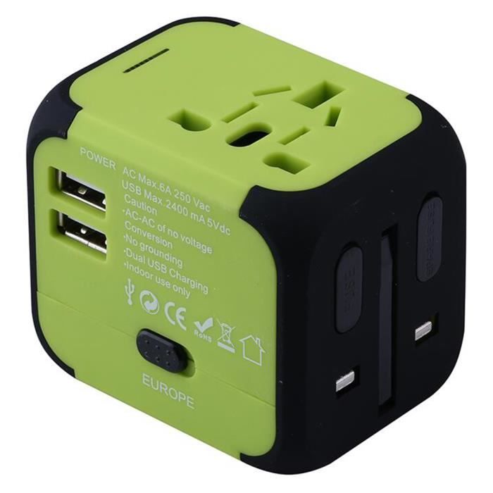 Adaptateur Universel De Voyage – Prise UK, USB Multi-ports, Type C – Noir