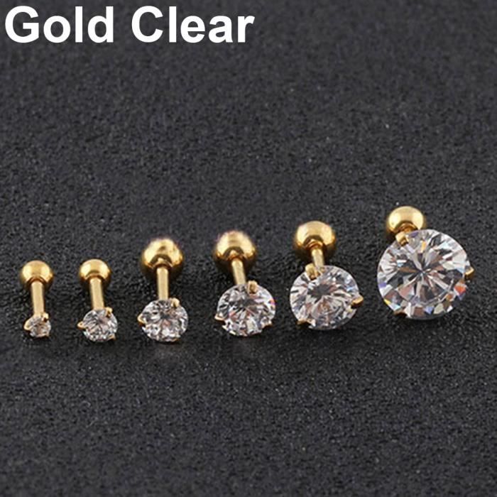 Clou Piercing Or 14k 16G 18G Milacolato 12Pcs 16G Labret Oreille Helix Acier Chirurgical Tragus Studs Clou Argent Or Rose, Clair CZ Opale Piercing Nez Lèvre Cartilage Piercing Bijoux Pour Femme Homme