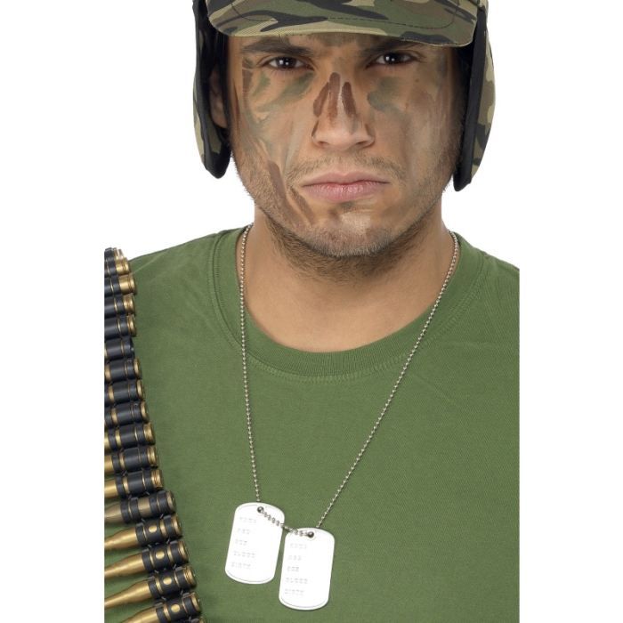 Plaque d'Identité Armée - SMIFFY'S - Accessoire - Collier avec deux plaques d'identité métallisées