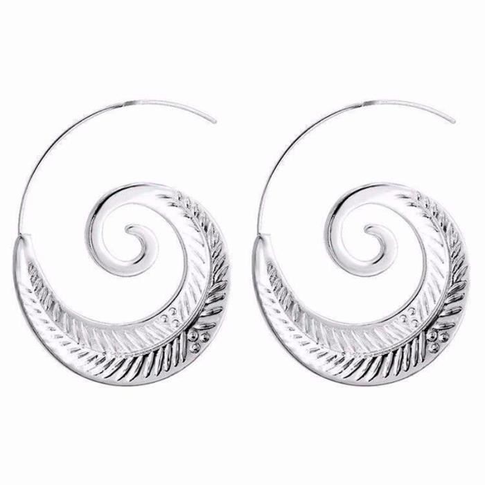 Boucles d'oreilles spirale de petite feuille de vintage personnalise de la  O5E8