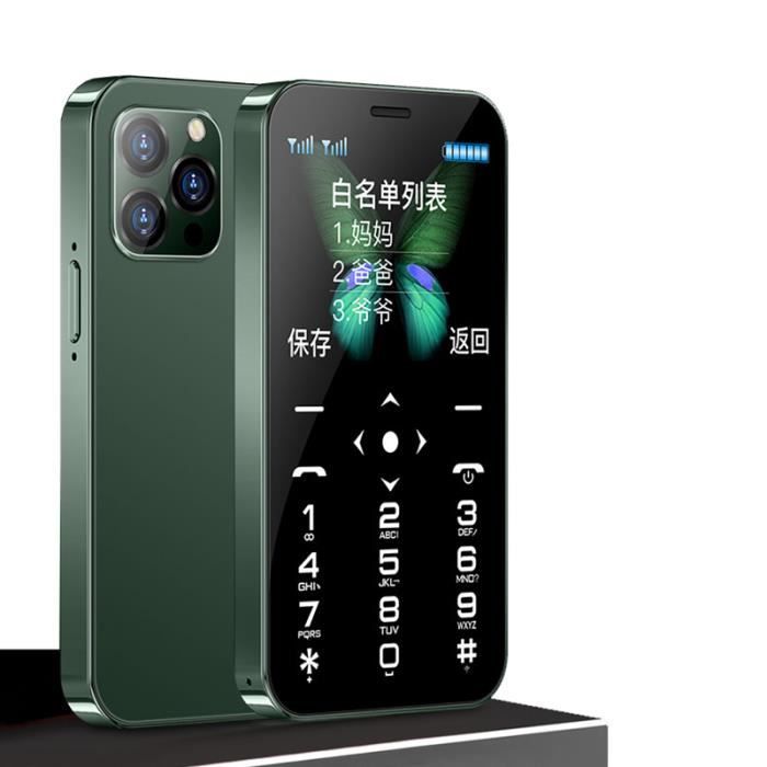 Téléphone Mini SOYES D13 4G LTE - Vert - Clavier complet - 900mAh - Double SIM - Torche