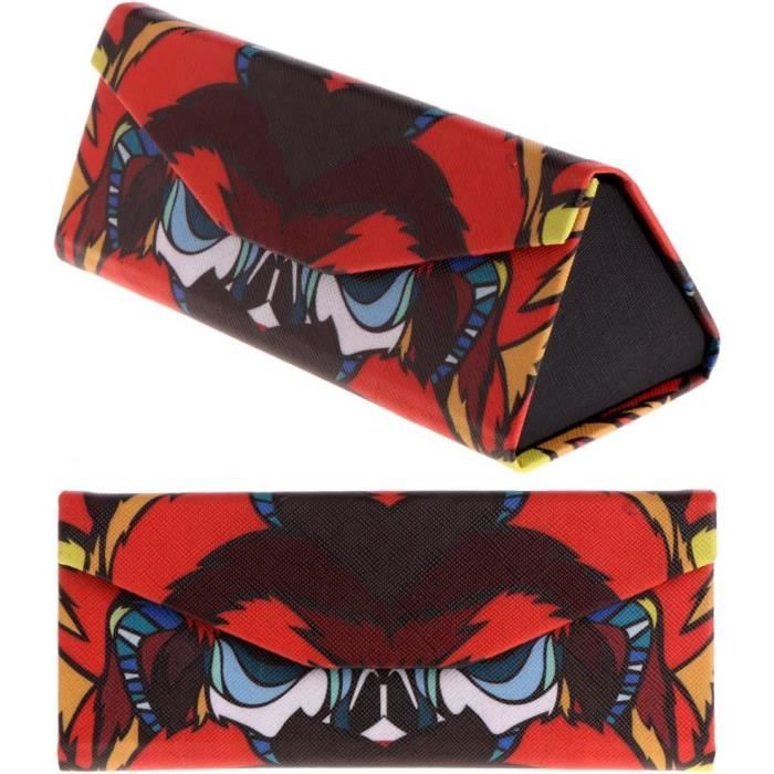 Étui à Lunettes Rigide Peint Main Artisanat Russe - Motif Chat Et Souris, Dimensions 16.5x6.5x3.5 Cm