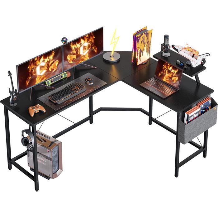 Bureau d'angle de jeu en forme de L,Grande table d'ordinateur, Bureau  gaming,Bureau informatique - Cdiscount Maison