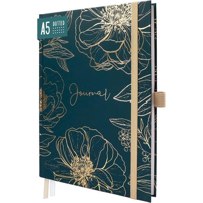 Carnet Notes A4+ Trendstuff 156 Pages - Couverture Émeraude Élastique - Papier Ligné 100g/m² FSC