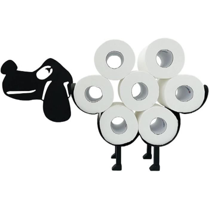 Porte-Papier Toilette Noir Sur Pied - Design Compact 17x15 Cm - Pour Petites Salles De Bain - Sans Percer - 2