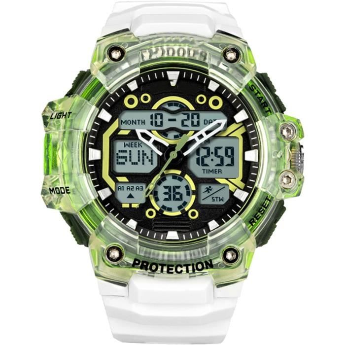 Montre Sport Militaire Homme - Étanche 50M, Chronomètre, Podomètre - Cadran Acrylique