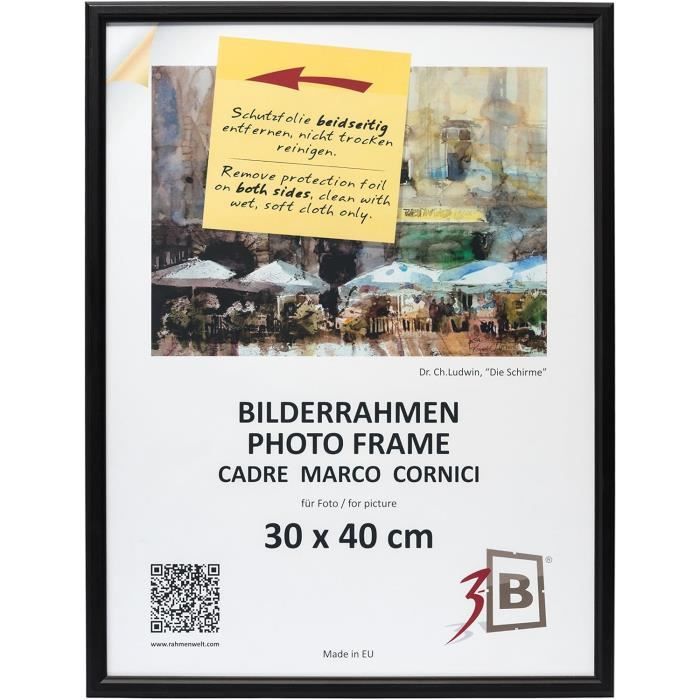 Hampton Frames Oxford Cadre Photo Carré Plexiglas 30x30 Cm - Noir Élégant, Sans Verre