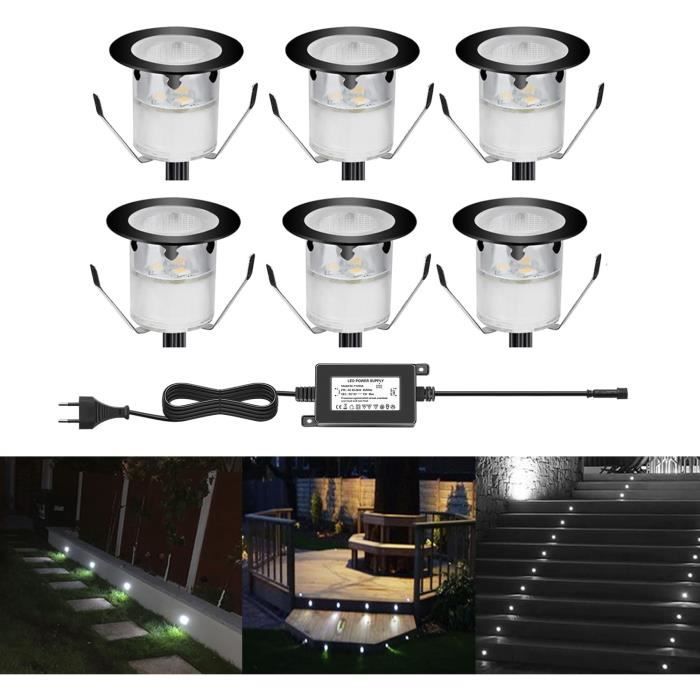 Kits Spots LED Encastrables QACA – Pour Terrasse Bois, étanche, Bleu, 5 Pièces