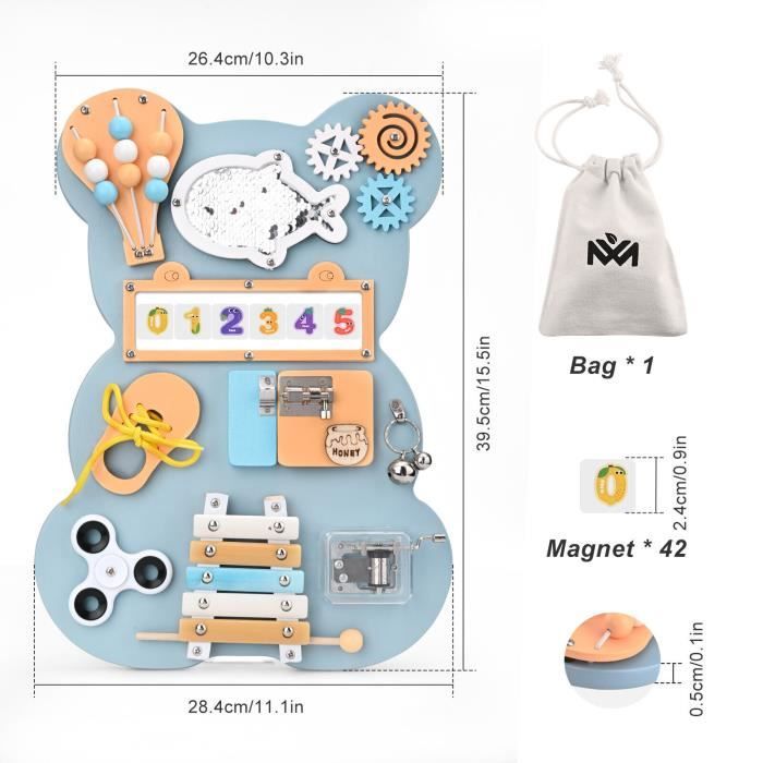 Comparer les prix de Busy Board Montessori Jouet Tableau d'activité Bébé 10 en 1 pour Apprendre de Base Cadeau de Jouet d'éducation précoce pour Enfant