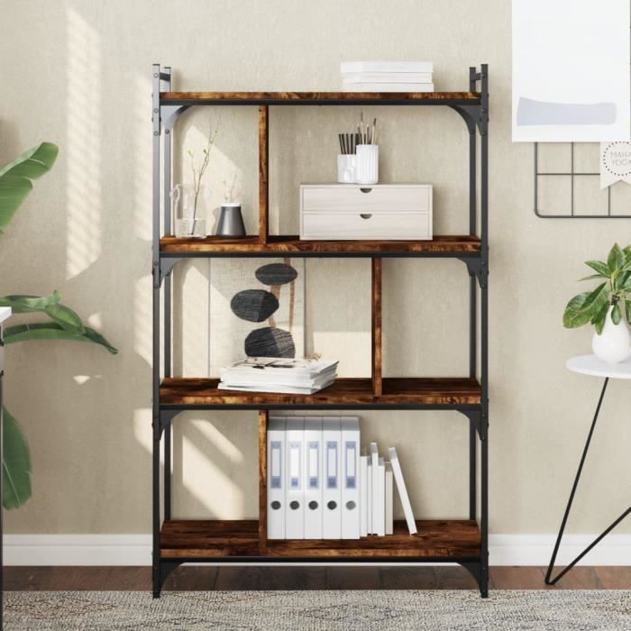 vidaXL Bibliothèque 4 niveaux chêne fumé 76x32x123cm bois dingénierie 833937