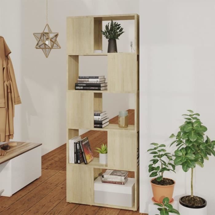 vidaXL Bibliothèque-Séparateur de pièce Chêne Sonoma 60x24x155 cm