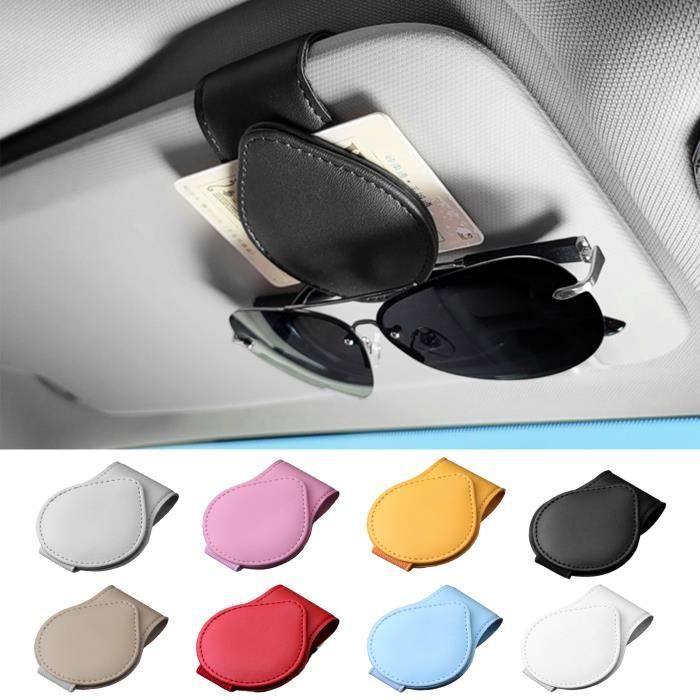 Porte-Lunettes Voiture Magnétique - 3 Pièces Noir/Gris/Beige - Clip Pare-Soleil - Range Carte Et Argent