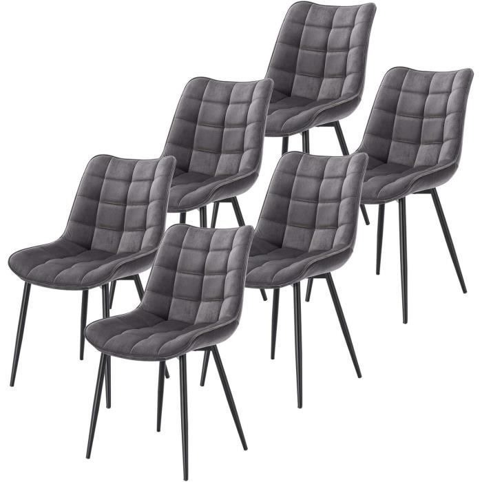 WOLTU Lot de 6 Chaises de salle à manger Chaise de cuisine scandinaves en velours Pieds en métal Gris foncé W0ATT0090-6 WOLTU Lot de 6 Chaises de salle à manger Chaise de cuisine scandinaves en velours Pieds en métal Gris foncé W0ATT0090-6