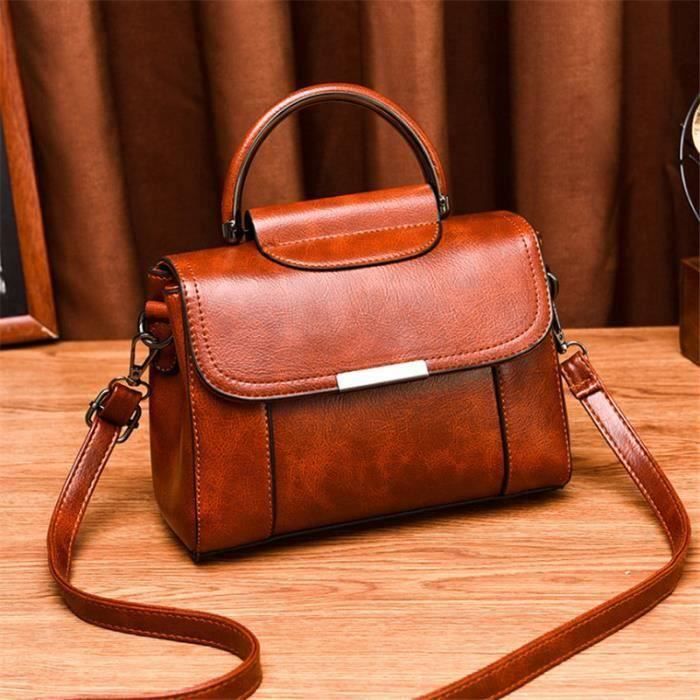 Sac à Main Vintage En Cuir Et Velours Marron - Sac Fourre-tout Pour Femme - Bureau, Shopping, Journée Décontractée