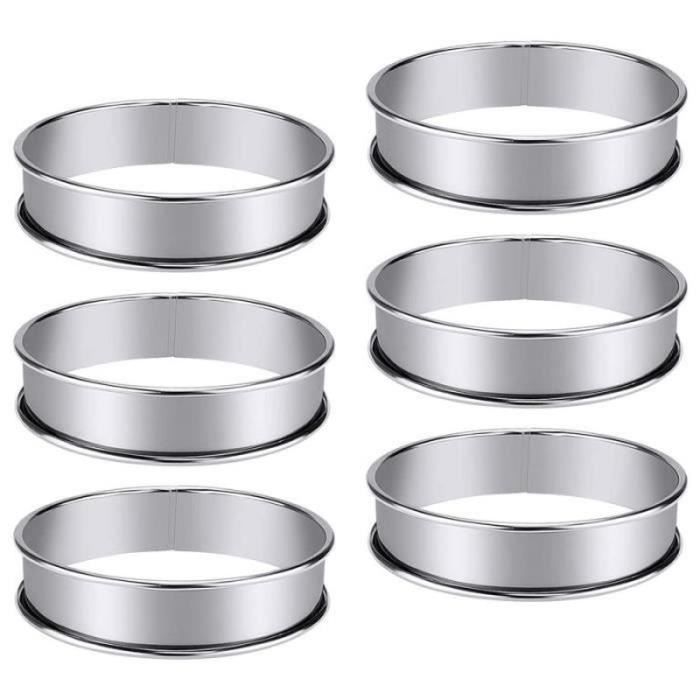 AKOLAFE 10 Pièces Cercle Tartelette Antiadhésifs 8x2.5 cm Moules à Gâteau Acier Inoxydable Cercle a Patisserie 8cm Round Anneaux à Gâteaux pour Muffins Tartes Gâteaux Crumpets