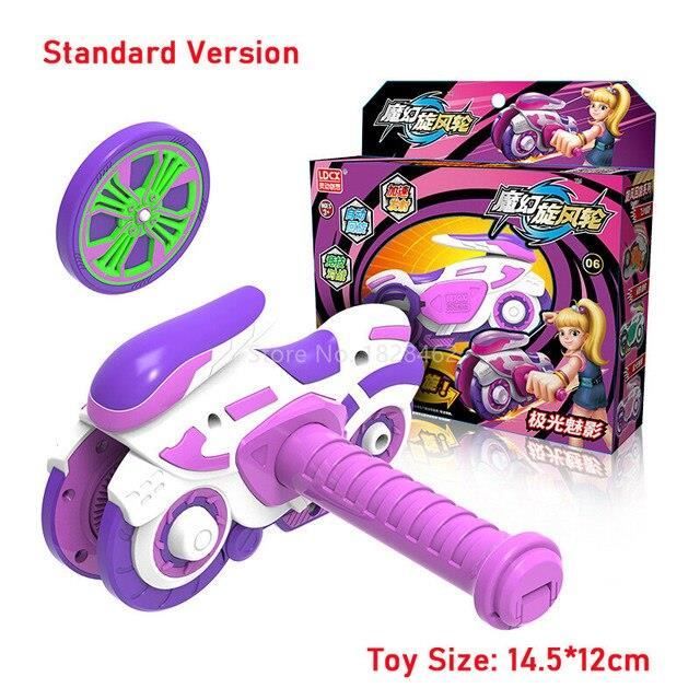 2Pcs Jouet Musical Clignotant avec Lanceur, Toupie Lumineuse et Musicale pour Enfant, Gyroscope Lumineux à Del, Jouets à Roulettes, Couleur Aléatoire