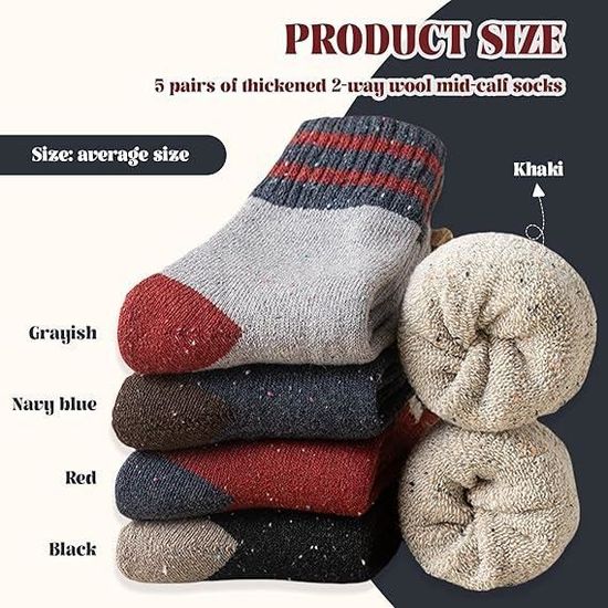 Lot De 5 Paires Chaussettes D'Hiver Pour Femme - Motifs Colorés Chauds En Coton - Cadeau Noël Idéal
