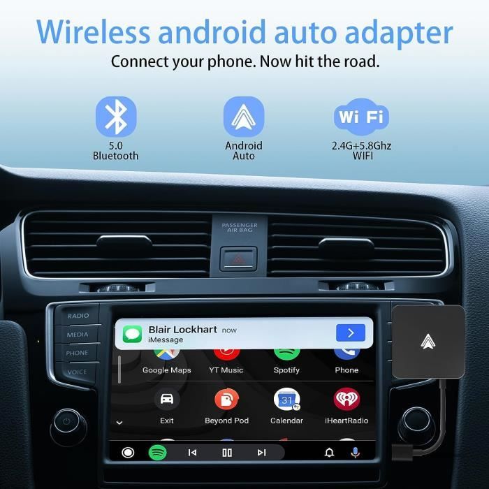 Adaptateur Android Auto sans Fil Android Auto Wireless,Adaptateur Android  Auto Dongle USB pour OEM Filaire Android Auto Autos [731] - Cdiscount Auto