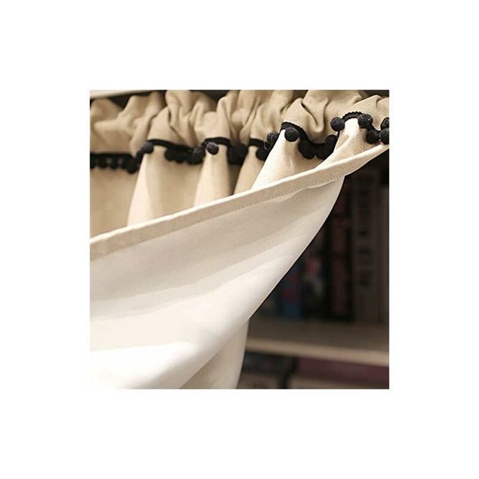 Rideau Court Voilage Beige 140x100cm - Demi Rideau Cantonnière Cuisine Et Fenêtre