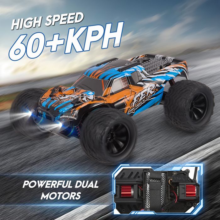 Lischwert Voiture RC 4WD 1:18 - 60 Km/h, Double Batterie 40 Min, 2 Coques Interchangeables, Cadeau Parfait