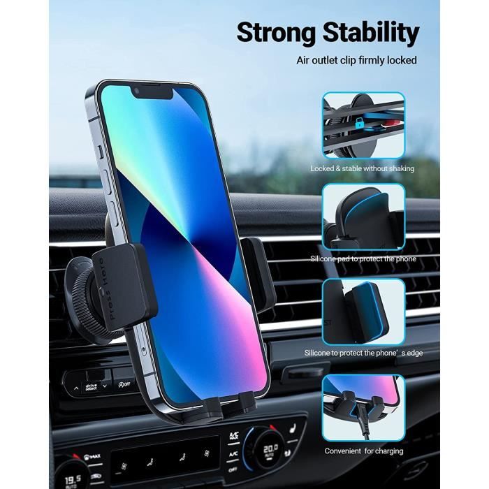 Support Téléphone Voiture X-Mobile - Rotation 360° - Fixation Ventilation - Noir Et Bleu