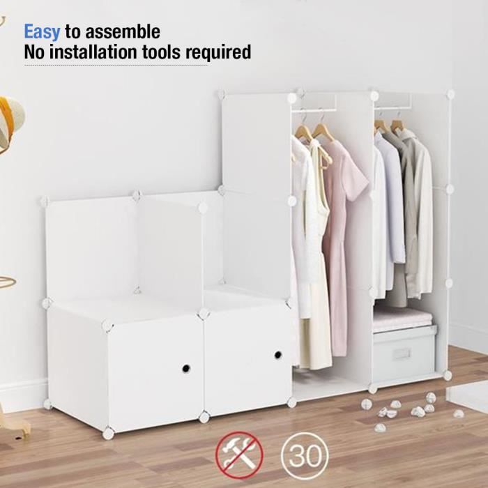 Armoire Enfant Modulable Avec Tringle - Meuble d'appoint - Banc
