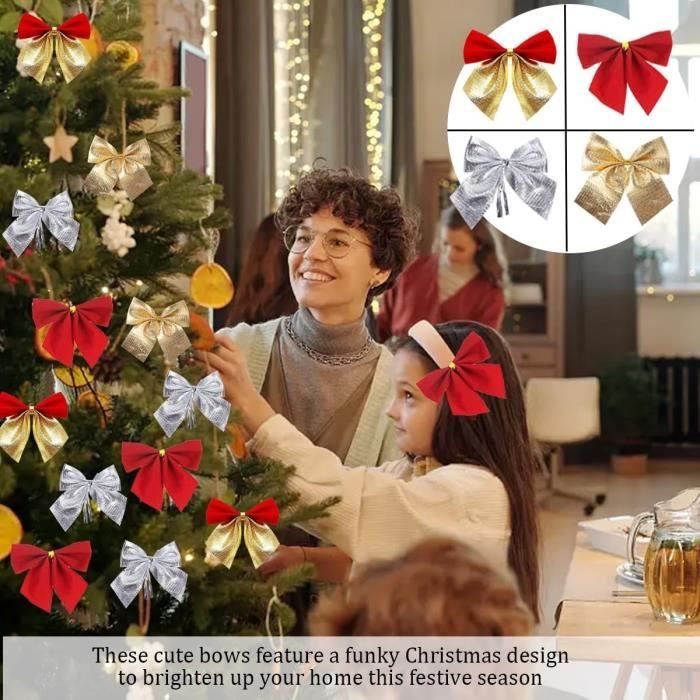 Noeud Sapin De Noël Rouge Velours - 33x23 Cm Avec Bord Doré - Déco Guirlande, Cadeau, Table