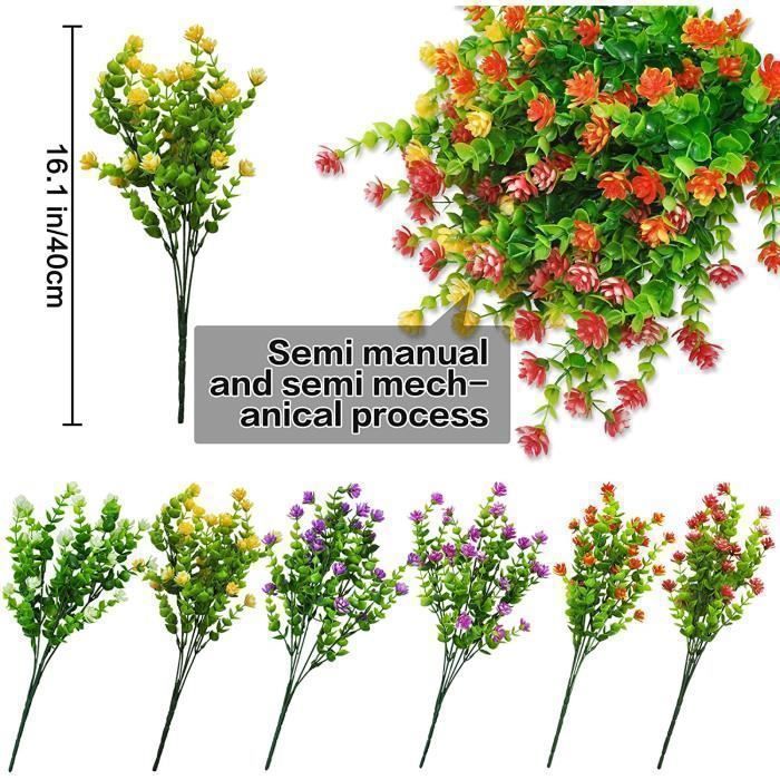 Lot De 9 Fleurs Artificielles Extérieur Résistantes UV – Bouquets Plastique & Tissu Pour Jardin, Balcon, Mariage (Type A)