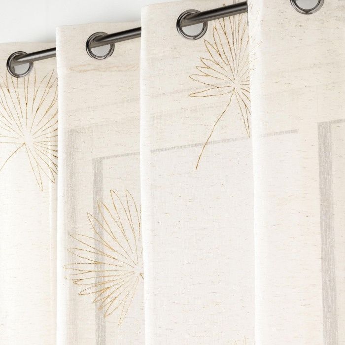Voilage à Oeillets Ondulys Jaune/Anthracite 140x240 Cm - Voile Sablé Imprimé