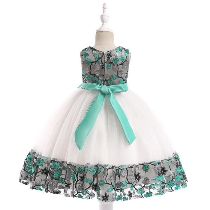 Robe de Princesse Cérémonie Fille Imprimé en Tulle Robe de Mariage