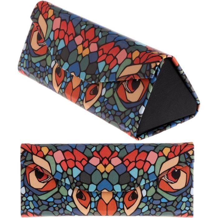 Lot De 2 Étuis à Lunettes Pliable Triangle Lapin Mignon Rigide Portable Avec Chiffon - Noir Et Blanc