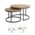 Selly Home Tables Basses de Salon - Table Basse Gigogne Industrielle - Petite Table Basse Scandinave - Table Gigogne - Chêne 75 cm-2
