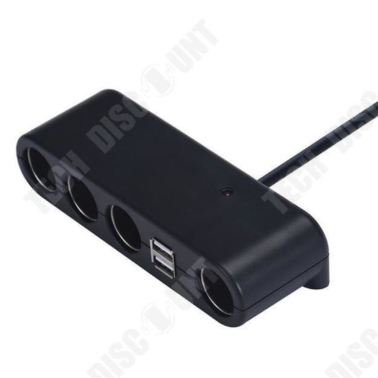 TD® Multiprise allume-cigare triple prise + prise USB rechargement